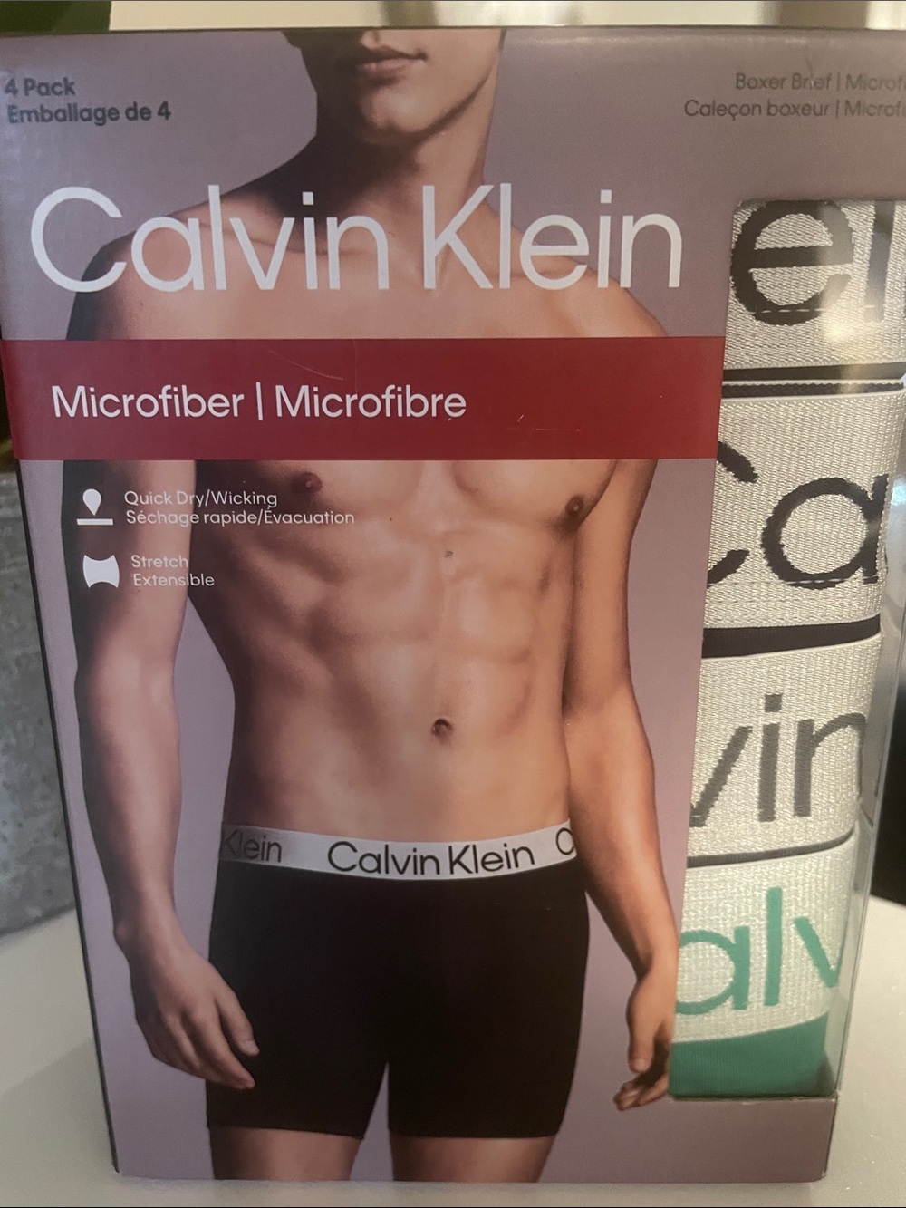 Calvin Klein Men’s Microfiber Boxer Briefs - Black with White Waistband